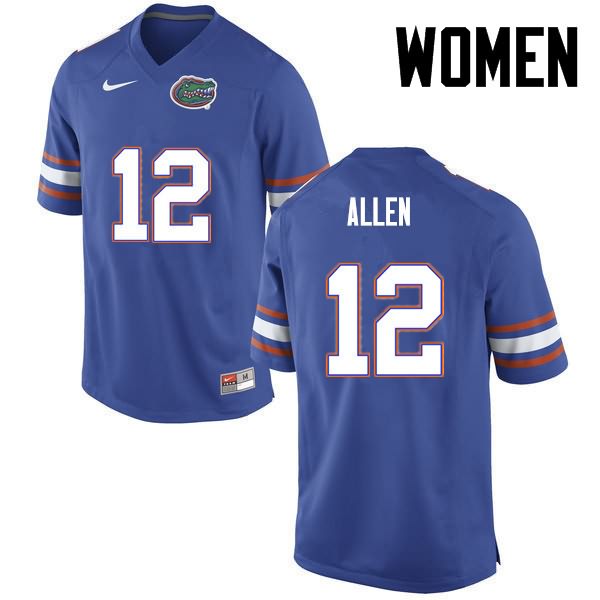 Women's NCAA Florida Gators Jake Allen #12 Stitched Authentic Nike Blue College Football Jersey QCA6465UC